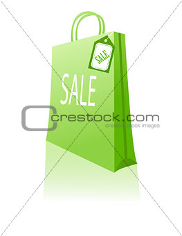 green shopping bag vector illustration