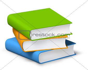 Three books on a pile 3D