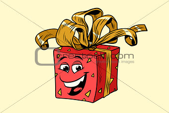 red gift box cute smiley face character