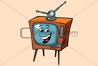 retro TV cute smiley face character