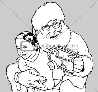 Santa Claus Hugging Little Boy