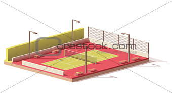 Vector low poly tennis court