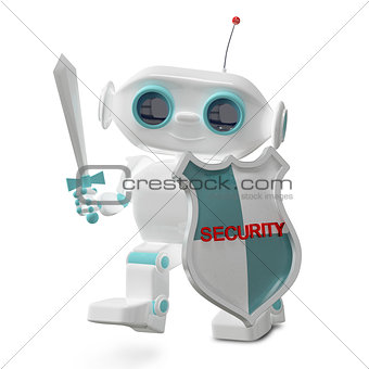 3D Illustration Security Robot