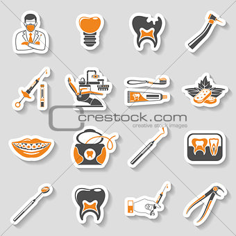 Dental Services sticker two color Icons Set