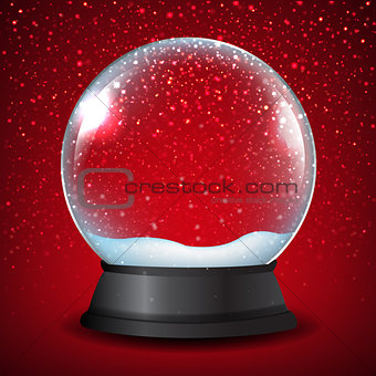 Winter Snow Globe With Red Background