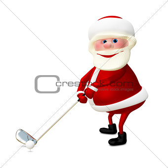 3D Illustration of Santa Claus Golfer
