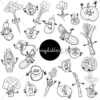 cartoon vegetables characters set color book