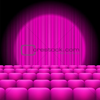 Pink  Curtains with Spotlight and Seats