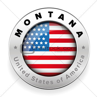 Montana Usa flag badge button