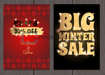 Set of posters or flyers for Christmas and New Year sales and promotions