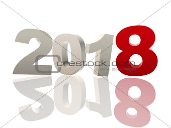 3d new year 2018 in red and grey figures