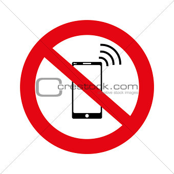 No cell, No mobile phone sign banner, No phone sign on white background, illustration, vector,