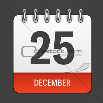 December 25 Calendar Daily Icon. Vector Illustration Emblem. Element of Design for Decoration Office Documents and Applications. Logo of Day, Date, Month and Holiday. Christmas Time