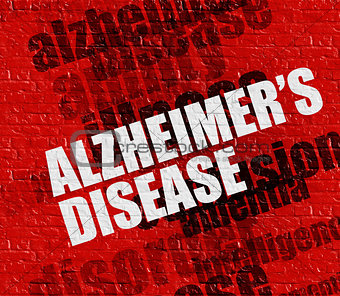 Health concept: Alzheimers Disease on Red Wall .
