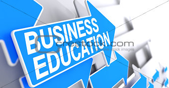 Business Education - Label on Blue Pointer. 3D.