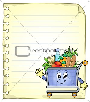 Notepad page with shopping cart
