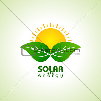 Solar Energy Concept with leaf and sun