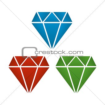 diamond with shades of blue, red and green
