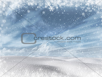 3D winter snowy landscape