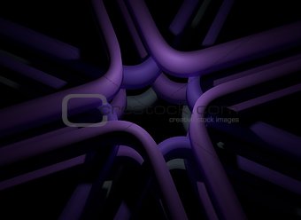 abstract curly violet lines pipes, 3d illustration