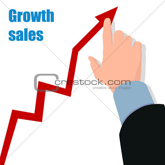 Hand with graph Profit concept, growing business Vector
