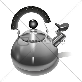 Realistic Metal teapot on white background Vector