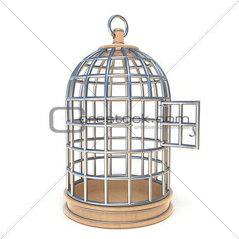 Empty bird cage opened 3D