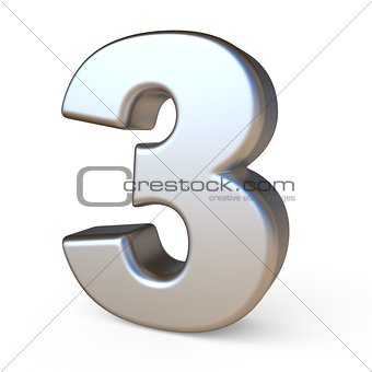 Metal font NUMBER THREE 3 3D
