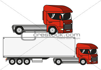 Two vector illustrations trucks.