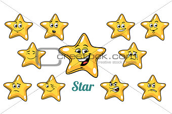 gold star emotions emoticons set isolated on white background