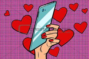 women and mobile Valentine day