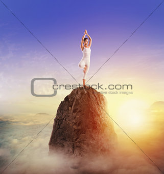 Yoga on top of the mountain