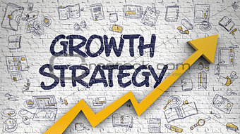 Growth Strategy Drawn on White Brick Wall.