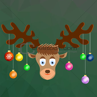 Cute Cartoon Deer with Colorful Glass Balls