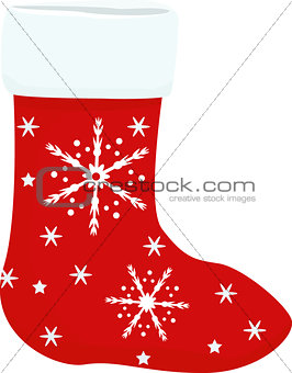 Christmas or New Year. Vector greeting card with red sock