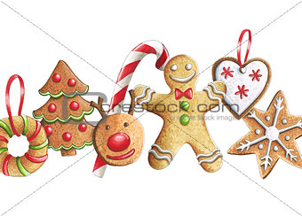 Sketch markers Christmas cookies on a white background. Sketch d