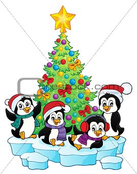 Christmas tree and penguins image 1