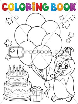 Coloring book party penguin topic 1