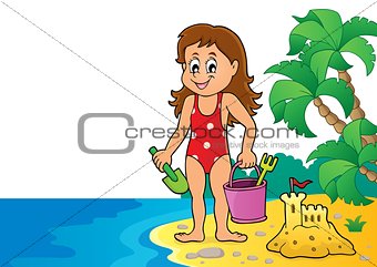 Girl playing on beach image 3