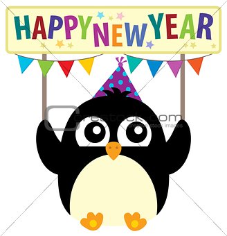 Happy New Year theme with cute penguin