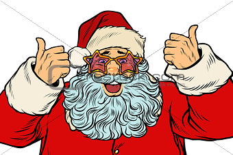 isolated Santa Claus in the star glasses