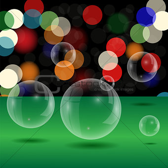 Soap Bubbles on Blurred Lights Background