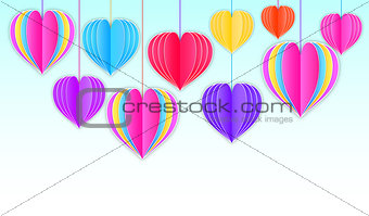 Background with paper hearts