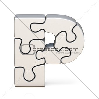 White puzzle jigsaw letter P 3D