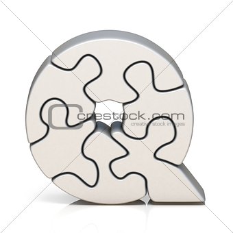 White puzzle jigsaw letter Q 3D