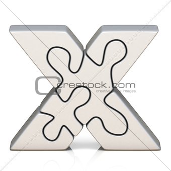 White puzzle jigsaw letter X 3D