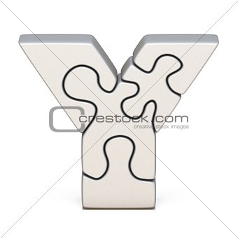 White puzzle jigsaw letter Y 3D