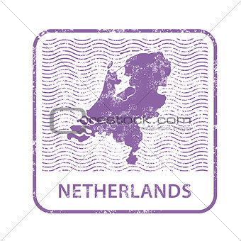 Netherlands postal stamp - outline of Holland counrty