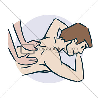 Do a back massage with your hands sticker