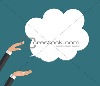 Flat Hand with Speech Bubble Vector Illustration